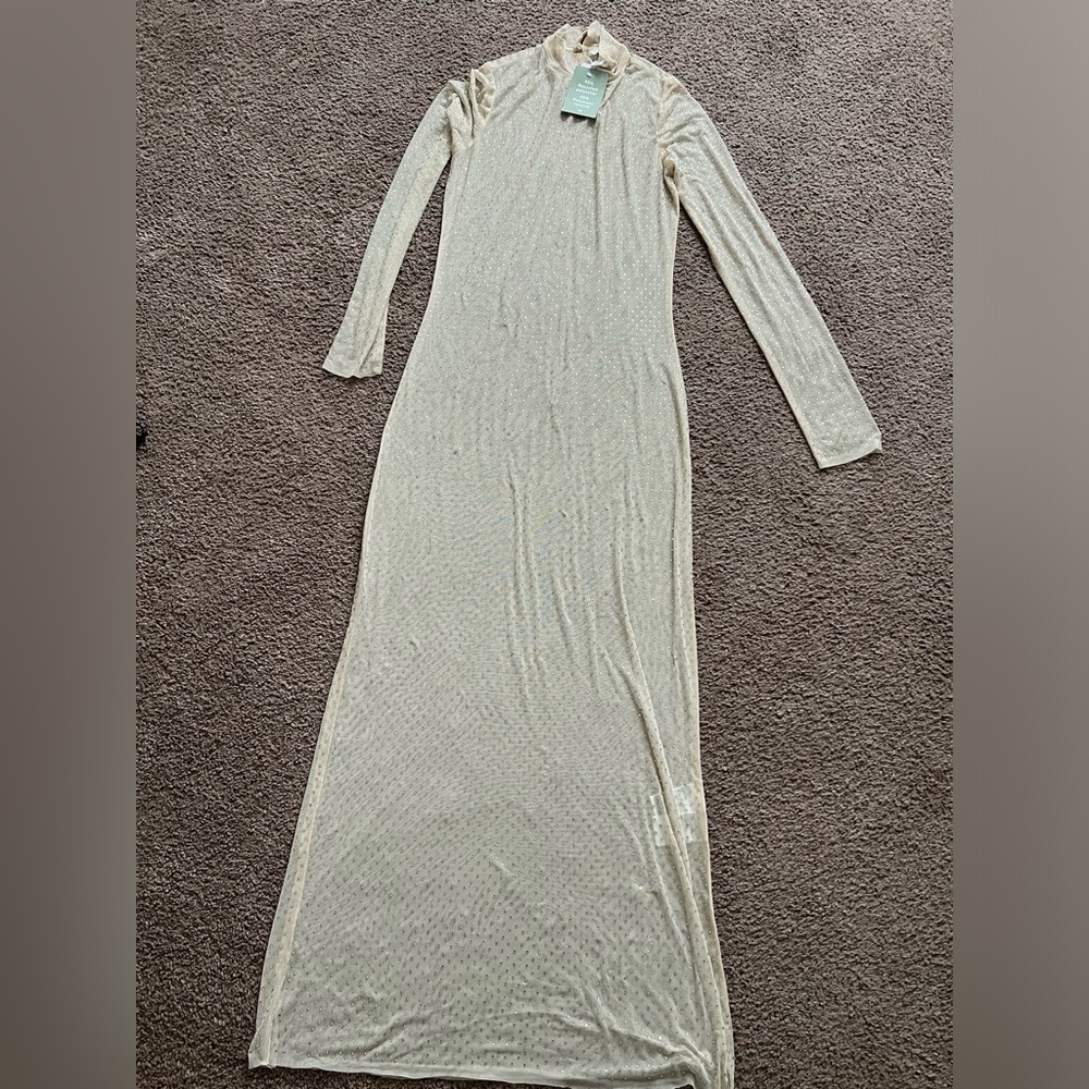 H&M Diamond studded Maxi Dress with Subtle Sheen. See through.